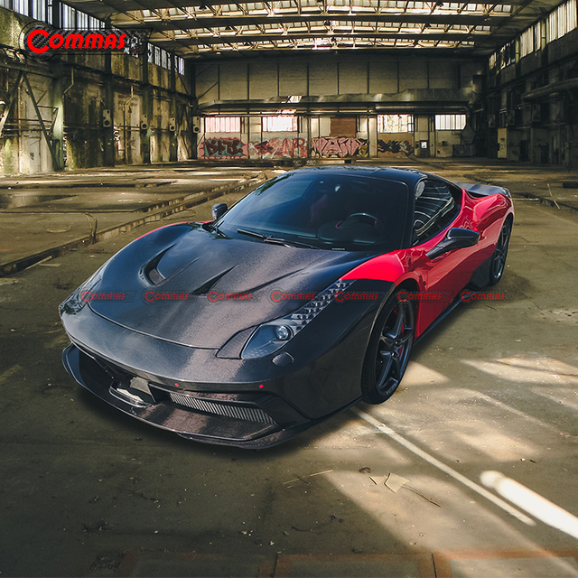 Cache moteur en fibre de carbone de style voiles noires pour Ferrari 458