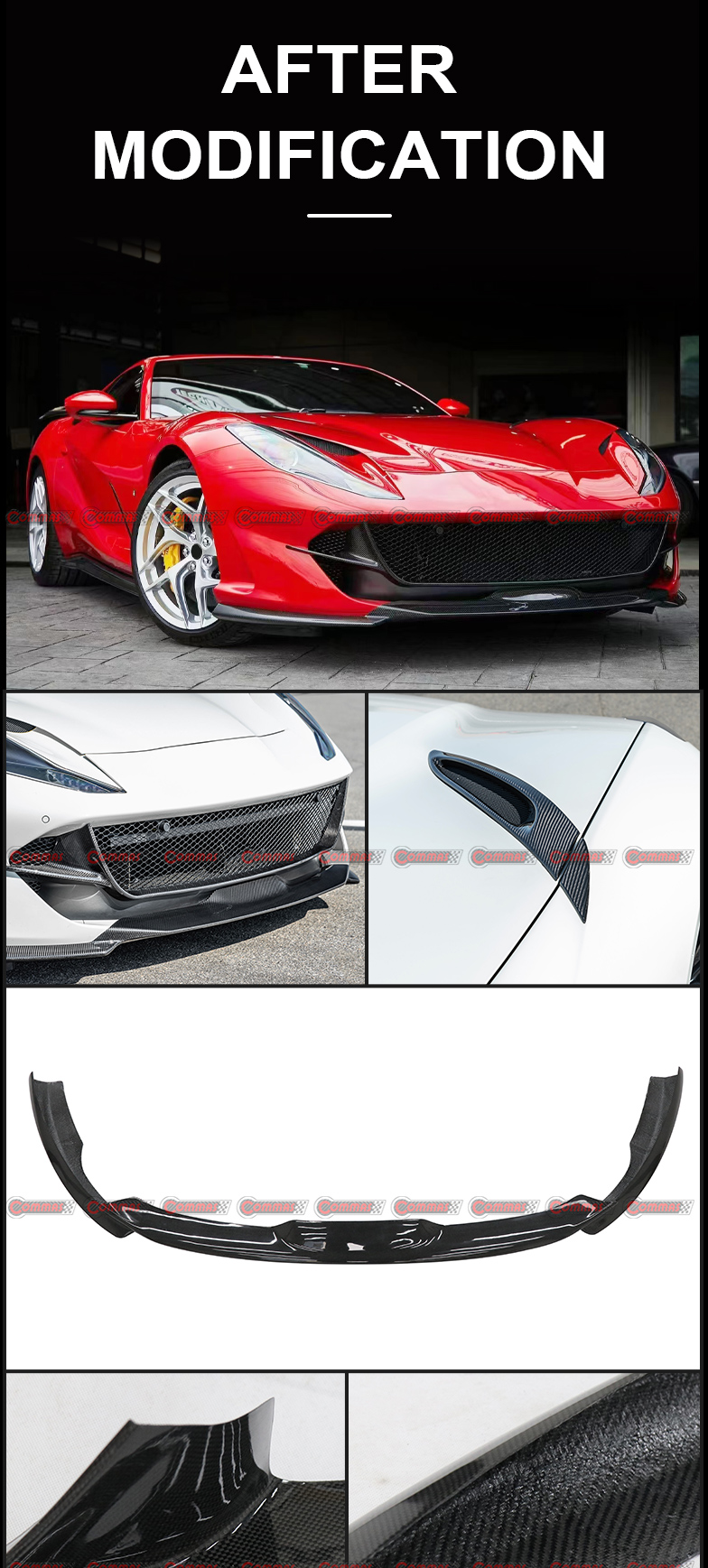 Kits de carrosserie en fibre de carbone s&egrave;che de style Novitec pour Ferrari 812