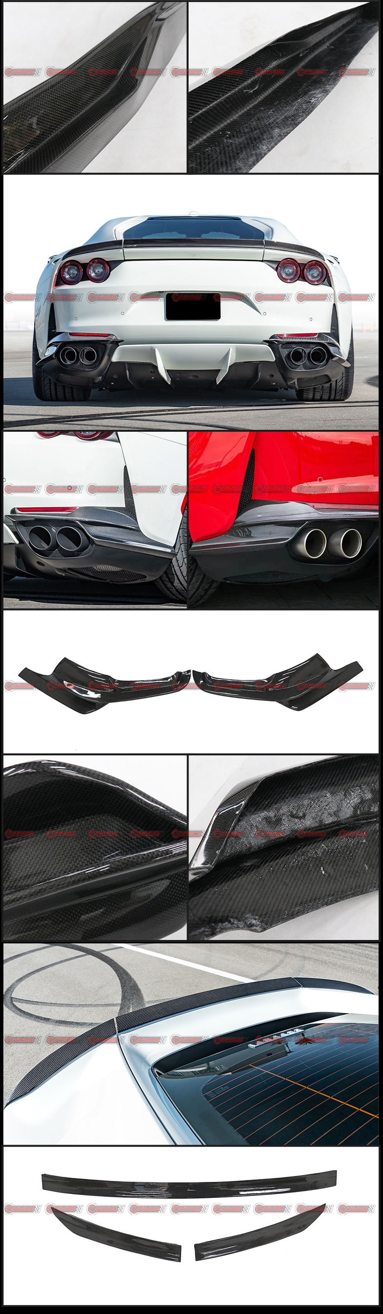 Kits de carrosserie secs en fibre de carbone de style Novitec pour Ferrari 812
