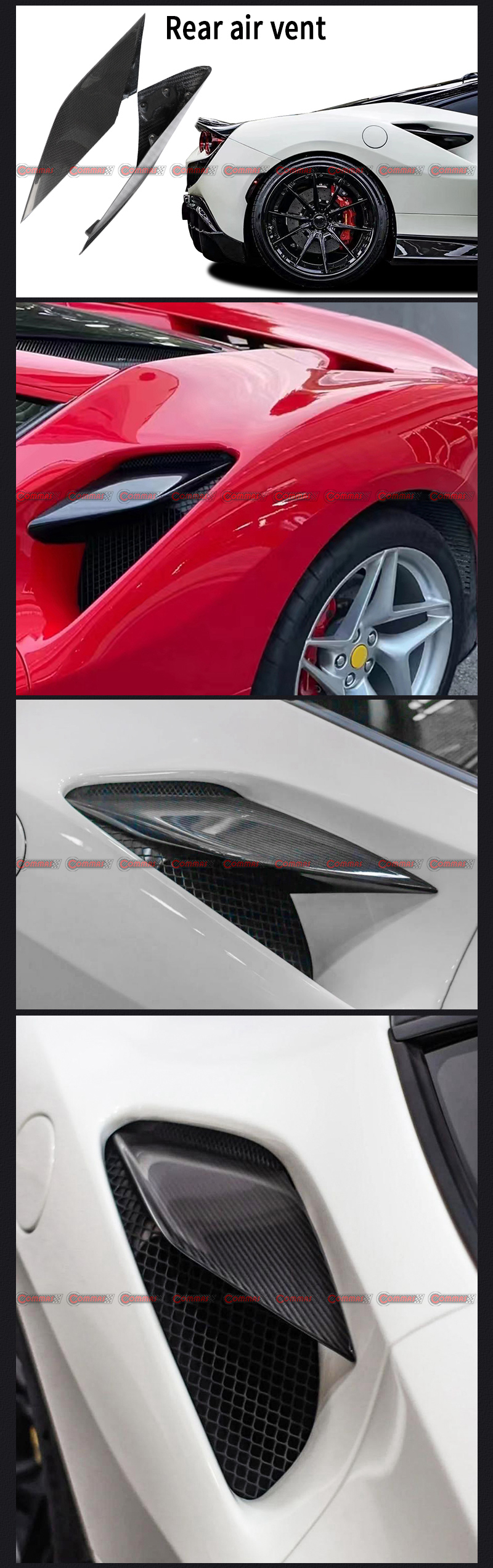 Grille d'a&eacute;ration arri&egrave;re pour Ferrari F8