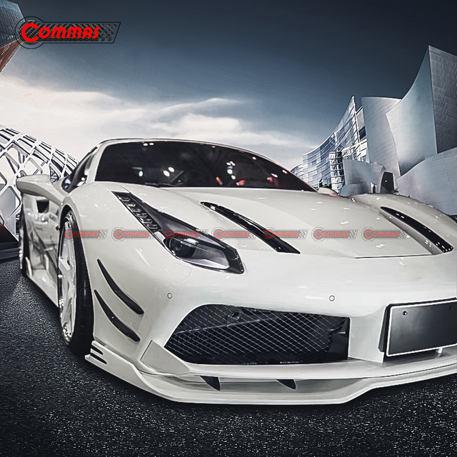 Lèvre avant en fibre de carbone de style Rowen pour Ferrari 488 GTB